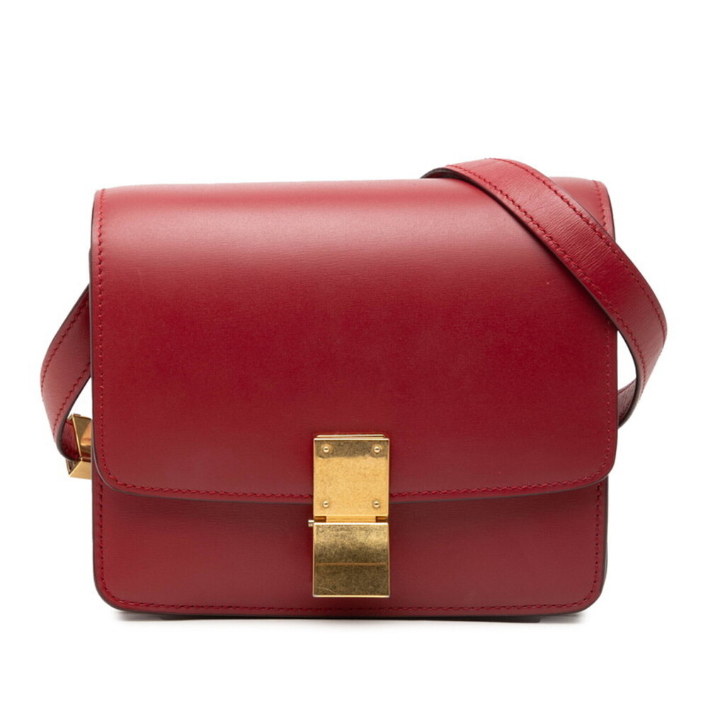 Celine Classic Box Small Shoulder Bag, Red Leather, Women's CELINE